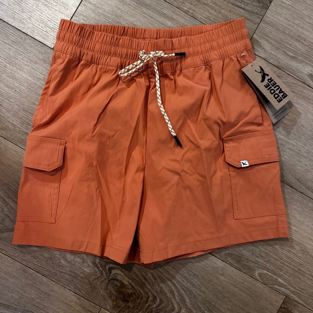 Eddie Bauer Evergreen Short II Autumn Leaf Orange Cargo Hiking Shorts Womens S